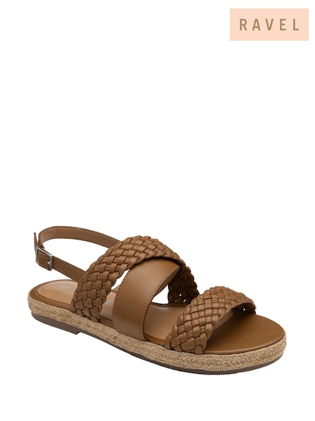 Ravel Brown Leather Slingback Sandals (F66376) | €63