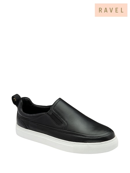 Ravel Black Leather Slip-On Trainers (F66383) | €93