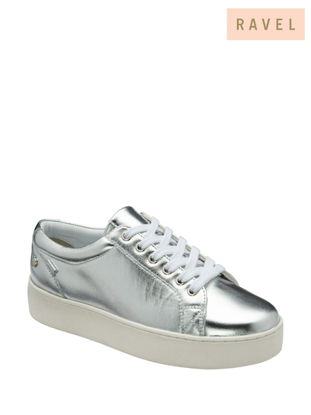Серебряный - Ravel Leather Lace-Up Trainers (F66387) | €99
