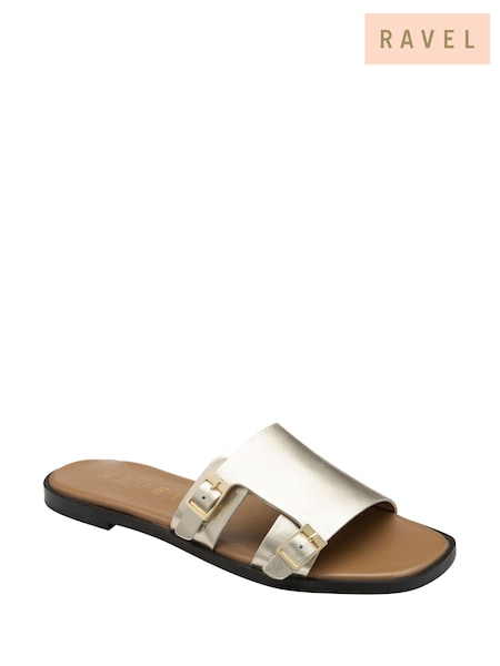 Ravel Gold Leather Open-Toe Sandals (F66388) | €69