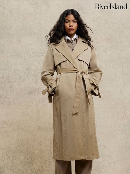 River Island Brown Relaxed Wrap Trench Coat (F66400) | €83
