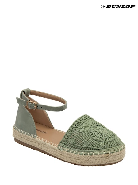 Dunlop Green Ankle Strap Flatform Shoes (F66404) | €42