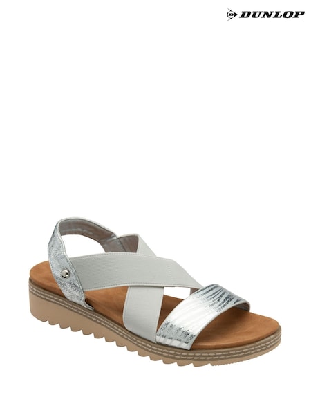 Dunlop Silver Elasicated Strap Wedge Sandals (F66414) | €44