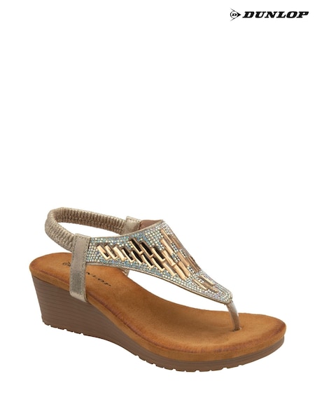 Dunlop Gold Toe-Post Wedge Elasticated Sandals (F66421) | €50