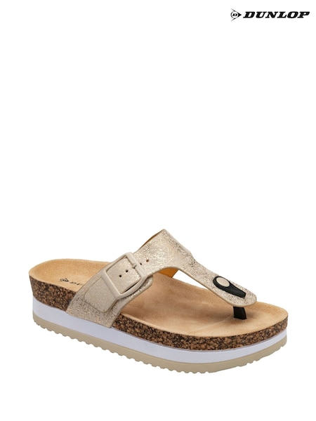 Dunlop Gold Toe-Post Wedge Sandals (F66424) | €38
