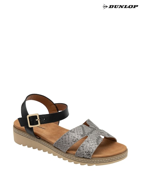 Negru - Dunlop Twin Strap Buckle Sandals (F66431) | 261 LEI