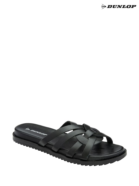 Dunlop Black Leather Multi Strap Mules Sandals (F66433) | €54