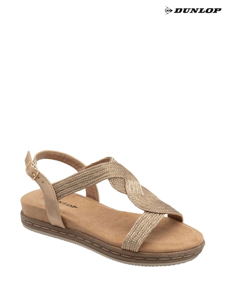 Brown - Dunlop T-Bar Buckle Strap Sandals (F66438) | 223 LEI