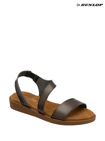 Gri - Dunlop Twin Strap Buckle Sandals (F66439) | 261 LEI
