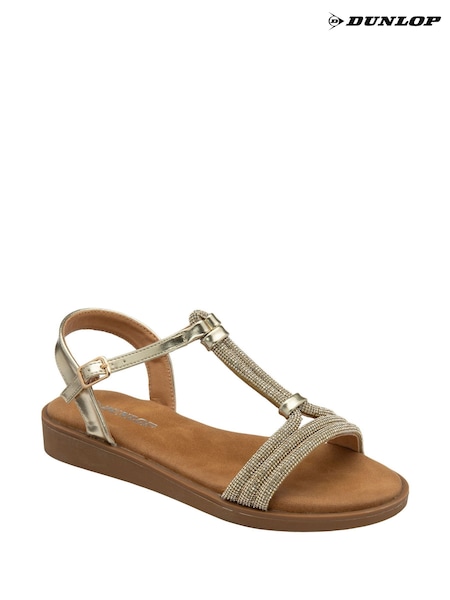 Dunlop Gold T-Bar Buckle Sandals (F66445) | €44