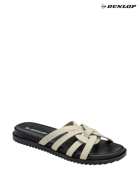 Dunlop Cream Leather Multi Strap Mules Sandals (F66451) | €44
