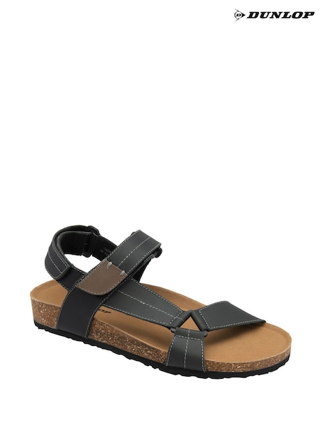 Dunlop Black Mens Leather Sandals (F66463) | ₪226