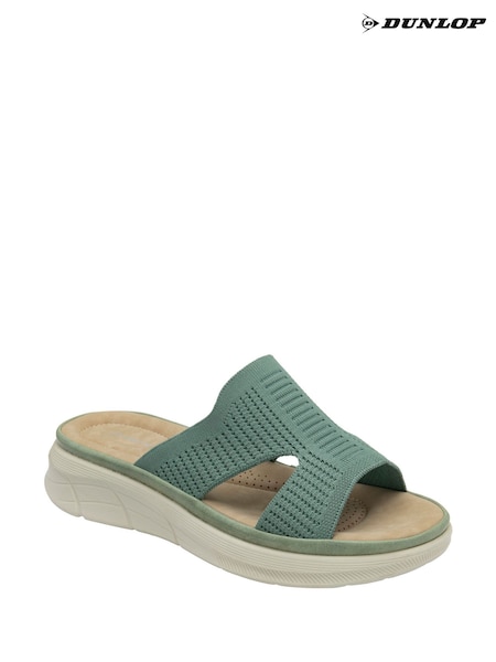 Dunlop Green Elasticated Mules Wedge Sandals (F66466) | ₪176