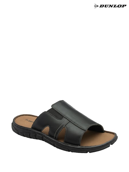 Dunlop Black Mens Leather Mules (F66473) | ₪176