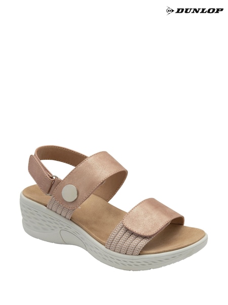 Dunlop Pink Twin Strap Touch Fasten Wedge Sandals (F66494) | €44
