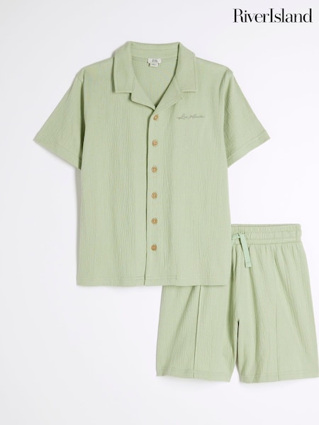 River Island Green Boys Textured Revere Shirt Set (F66506) | €29