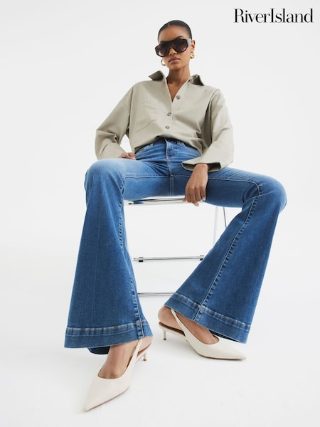 River Island High Rise Tummy Hold Flare Jeans (F66510) | ‏29 ر.ع.‏