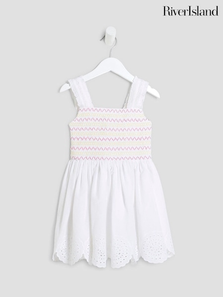 River Island White Girls Broidery Hem Dress (F66514) | €30