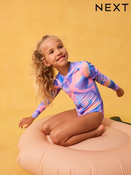 Purple Long Sleeved Sunsafe Swimsuit (3-16yrs) (F66538) | €24 - €30