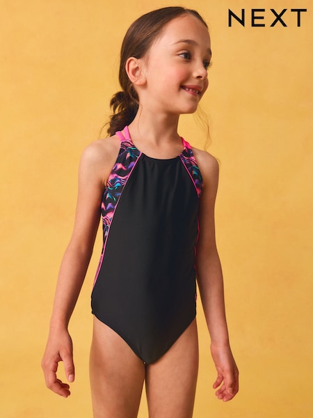 Black/Pink Double Strap Swimsuit (3-16yrs) (F66543) | €15 - €22