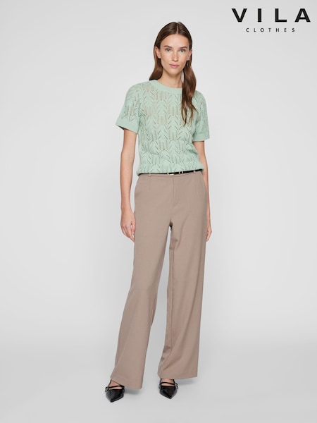 VILA Knitted Short Sleeve Top (F66546) | 238 LEI
