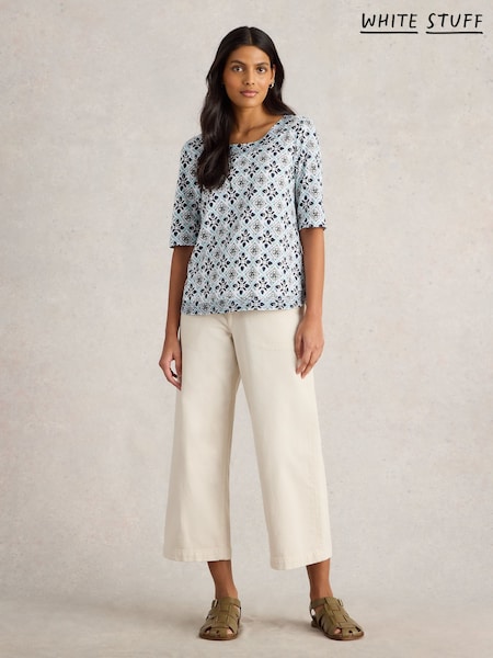 Blanco - White Stuff 100% Organic Cotton Weaver Jersey T-Shirt (F66648) | 64 €
