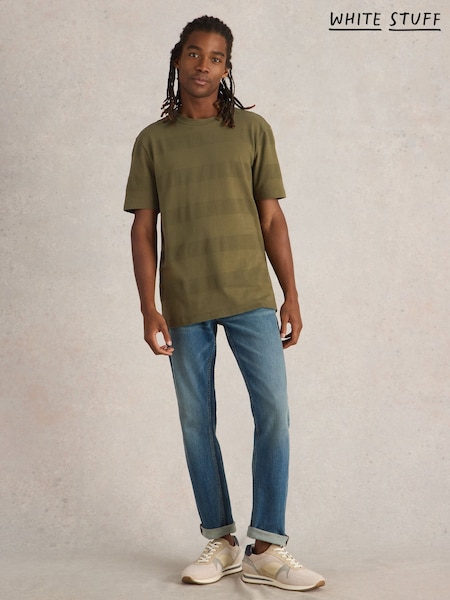 White Stuff Green Stirling Textured Short Sleeve 100% Cotton T-Shirt (F66655) | €40
