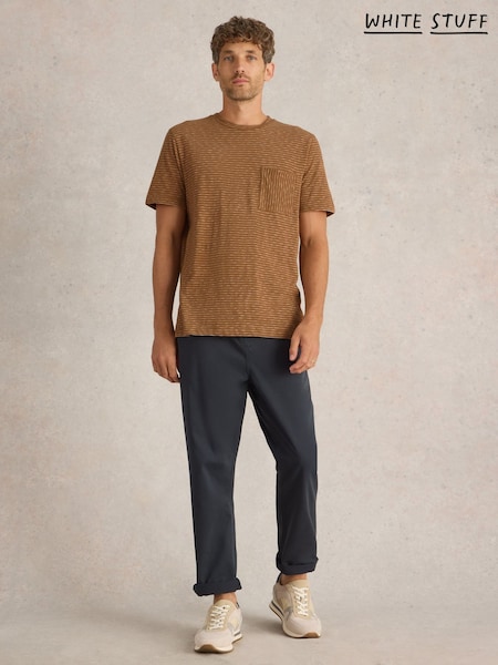 White Stuff Brown Suffolk Stripe Short Sleeve 100% Organic Cotton T-Shirt (F66667) | €35