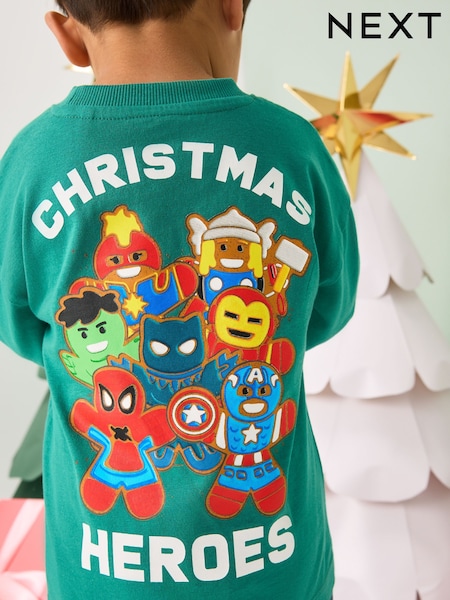 Green Christmas Marvel Long Sleeve T-Shirt (9mths-8yrs) (F66877) | 54 QAR - 64 QAR
