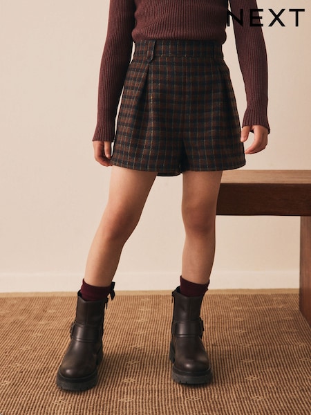 Brown Check Pleat Front Shorts (3-16yrs) (F66888) | 74 QAR - 99 QAR