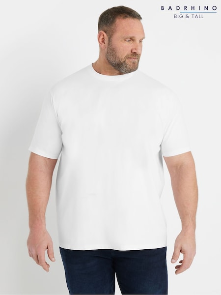 לבן - Badrhino Big & Tall Air Stretch T-shirt (F66916) | ‏121‏₪