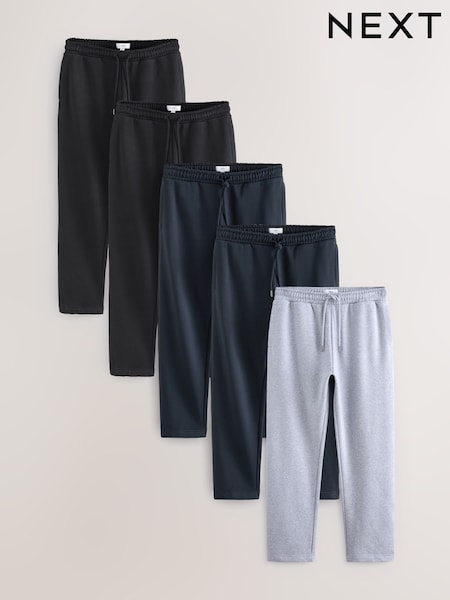 Black/Navy Blue/Grey Marl Open Cotton Rich Jersey Joggers 5 Pack (F66926) | €136