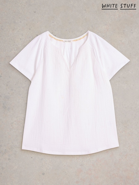 White Stuff White 100% Cotton Luella Notch Neck Top (F66946) | €64