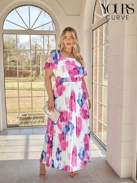 Yours Curve London Abstract Square Neck Pleat Maxi Dress (F66969) | €110