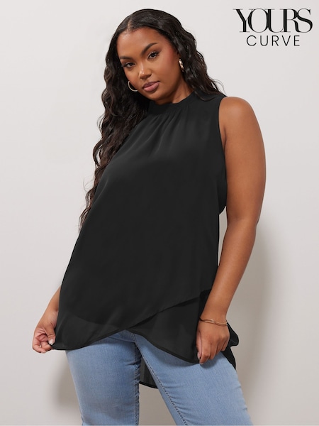 שחור - Yours Curve London High Low Layered Blouse (F66970) | ‏181‏₪