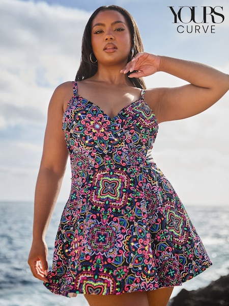 Yours Curve Black Wrapover Skirt Swimdress (F66983) | €67