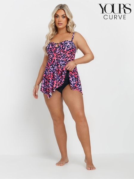 Yours Curve Pink Animal Print Ring Bandeau Tankini (F66985) | 2,043 UAH