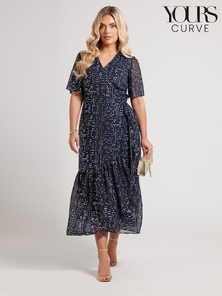 Yours Curve London Foil Ruffle Tiered Dress (F66991) | €83