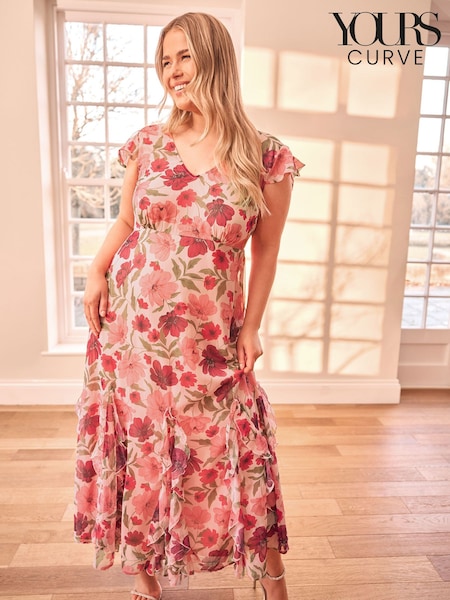 Yours Curve London Floral Print Ruffle Hem Dress (F67000) | 440 zł