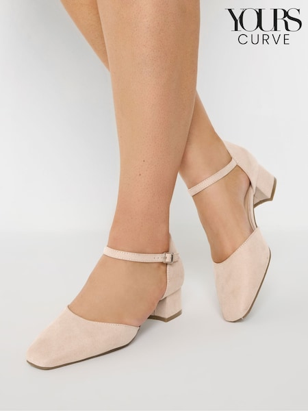 Vaalea beige - Yours Curve Extra-Leveä lesti Kaksiosainen Mary-Jane Tossut (F67005) | €65