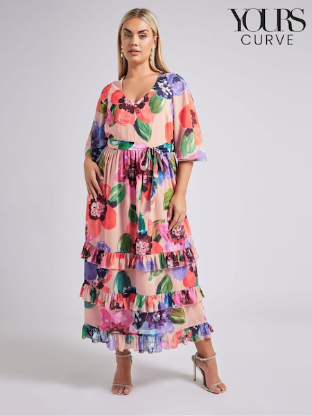 Yours Curve London Floral Tiered V-Neck Maxi Dress (F67011) | €83