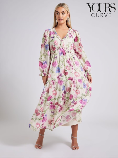 Yours Curve London Floral Print Ruff Tier Dress (F67013) | €83