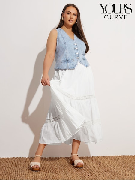 Yours Curve Tiered Maxi 100% Cotton Skirt (F67032) | €49