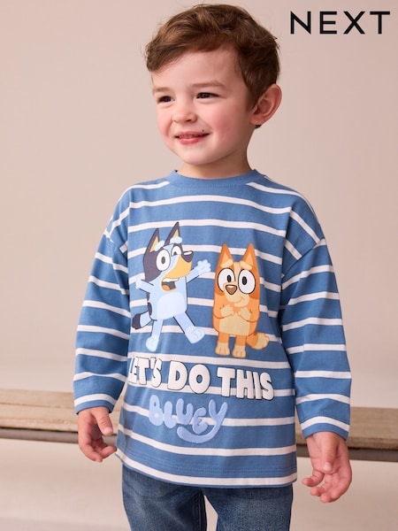 Navy/White Stripe Bluey Long Sleeve T-Shirt (12mths-8yrs) (F67038) | R$ 100 - R$ 120