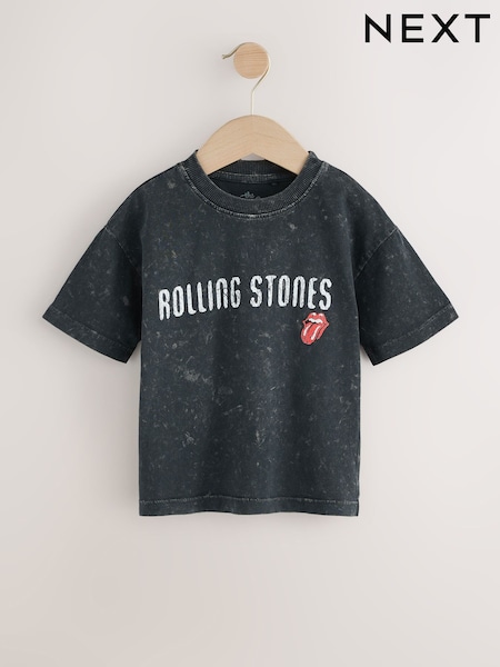 Charcoal Acid Wash Rolling Stones Band Graphic Short Sleeve T-Shirt (3mths-8yrs) (F67046) | AED56 - AED66