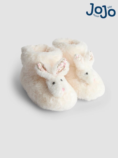 JoJo Maman Bébé White Bunny Plush Slipper Boots (F67053) | AED114