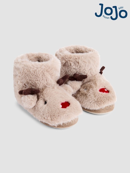 JoJo Maman Bébé Brown Reindeer Reindeer Slipper Boots (F67056) | €33