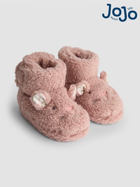 JoJo Maman Bébé Pink Mouse Borg Slipper Boots (F67072) | AED114