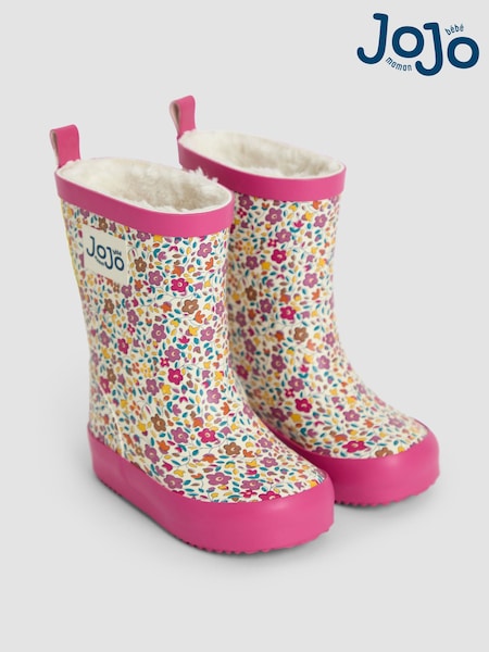 JoJo Maman Bébé Pink Ditsy Floral Cosy Lined Boots (F67073) | AED148 - AED160