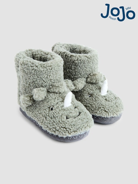 JoJo Maman Bébé Green Dino Borg Slipper Boots (F67078) | €33
